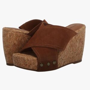 NWOT Lucky Brand cork platform wedges with suede straps in Pinto - 8